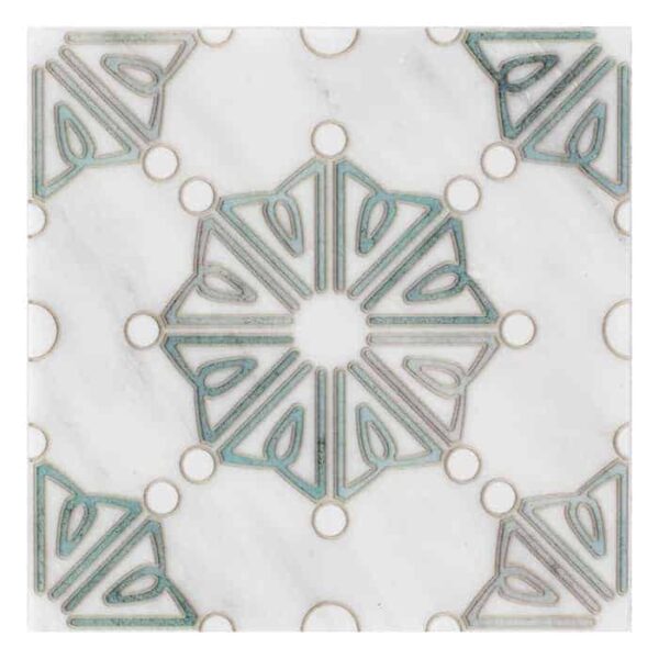 Dahlia Pattern (Emerald) on Carrara