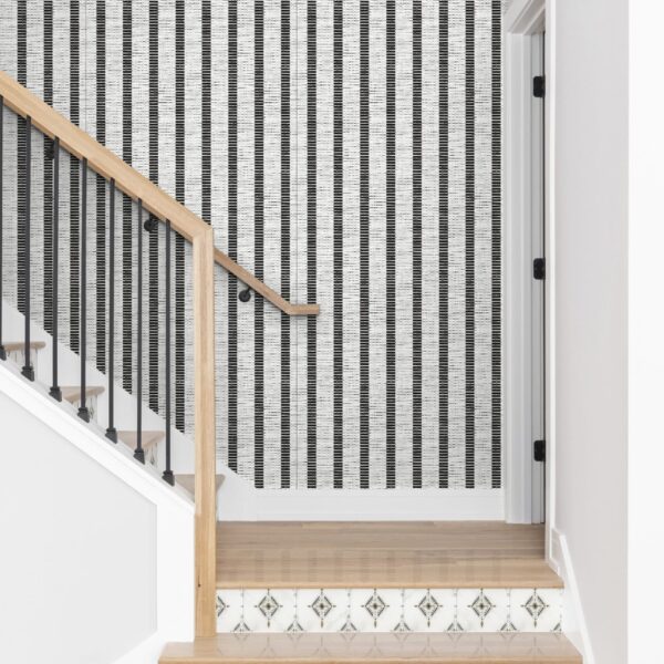 A staircase going up with natural wood steps and handrails Pendant