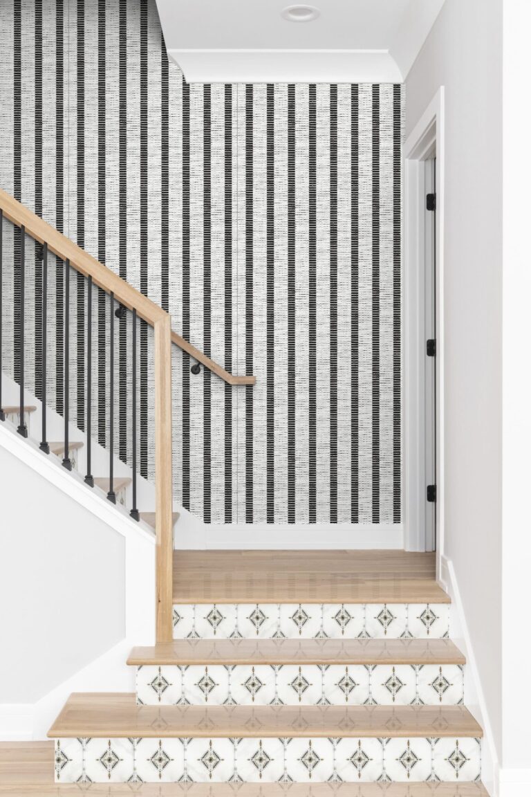 A staircase going up with natural wood steps and handrails Pendant