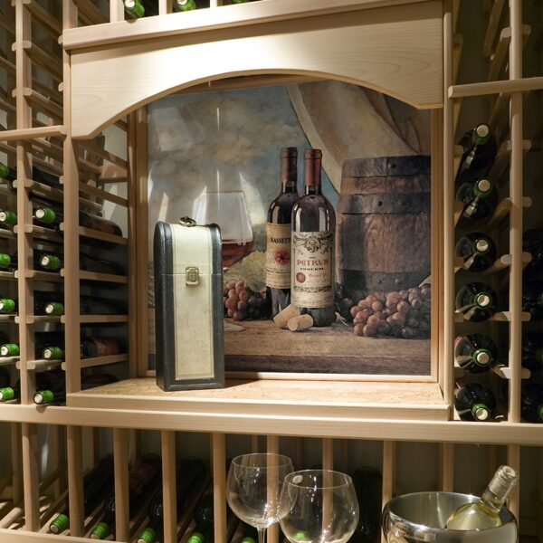 wine cellar room basement storage bottles stacked Vin Rouge