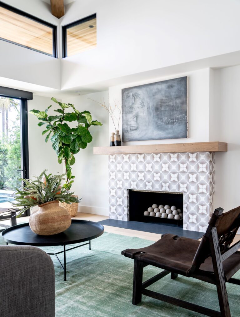 Briolette pattern fireplace installation